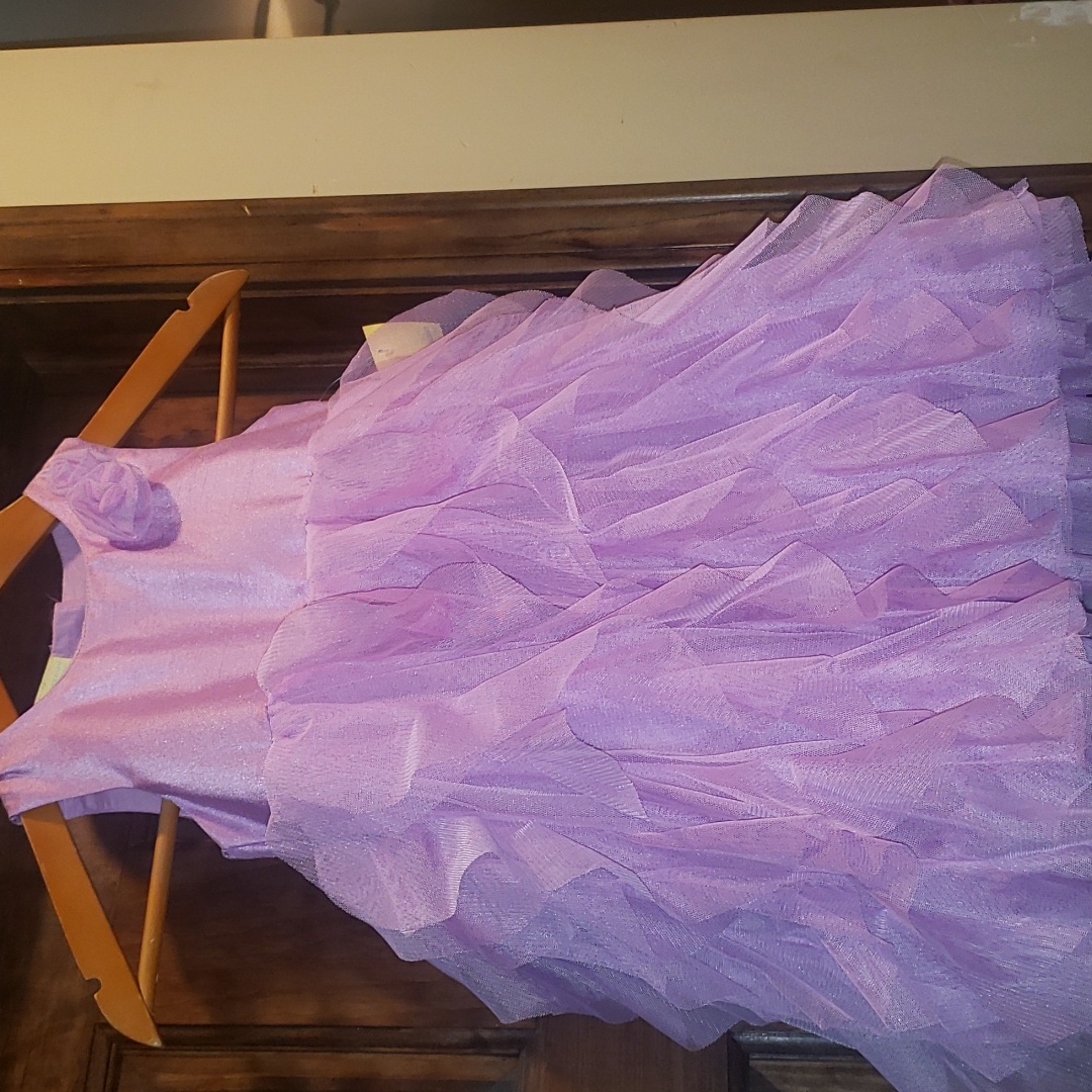 Light Purple Flower Girl Verticle Ruffle Flower Girl Party Dress Ballgown 3 4